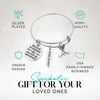 Silver adjustable field hockey bangle bracelet with Believe in Yourself and You Will Be Unstoppable charms
