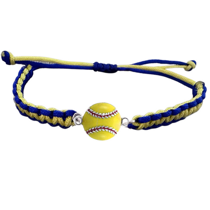 Multi Colored Yellow Softball Rope Bracelet - Pick Colors