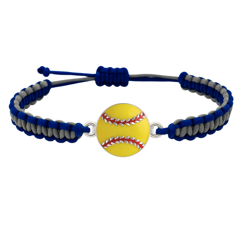 Multi Colored Softball Rope Bracelet - Pick Colors & Charms