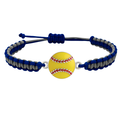 Multi Colored Softball Rope Bracelet - Pick Colors & Charms