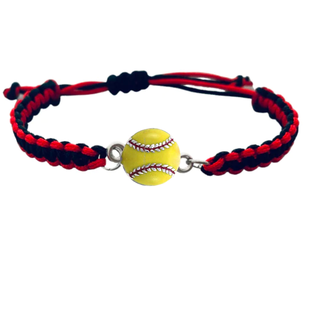 Multi Colored Yellow Softball Rope Bracelet - Pick Colors