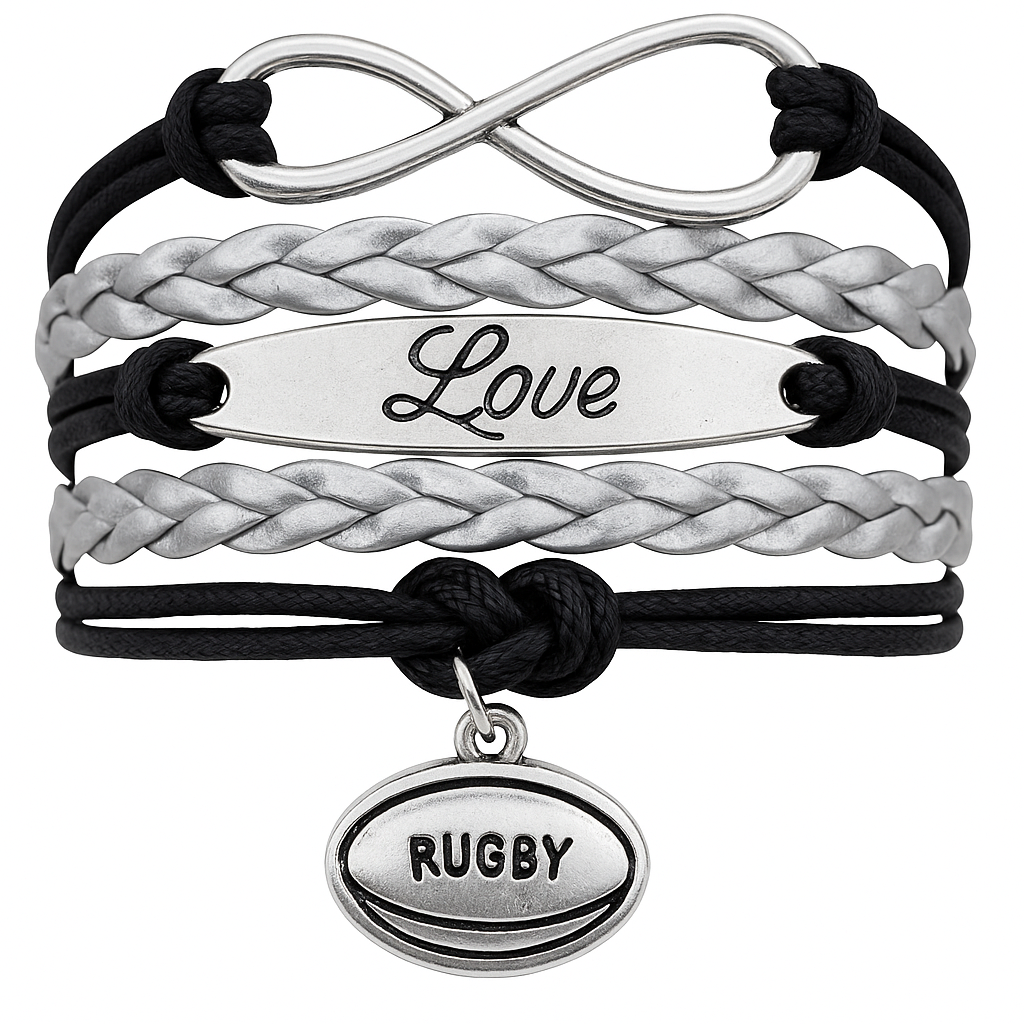 Rugby Bracelet - Infinity Love Black and Silver