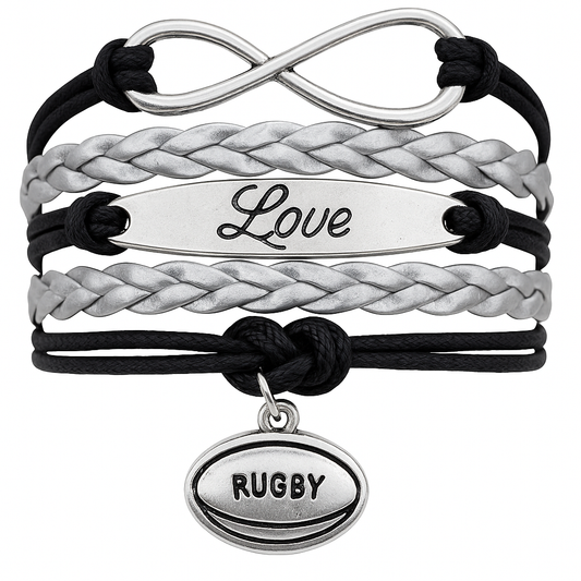 Rugby Bracelet - Infinity Love Black and Silver