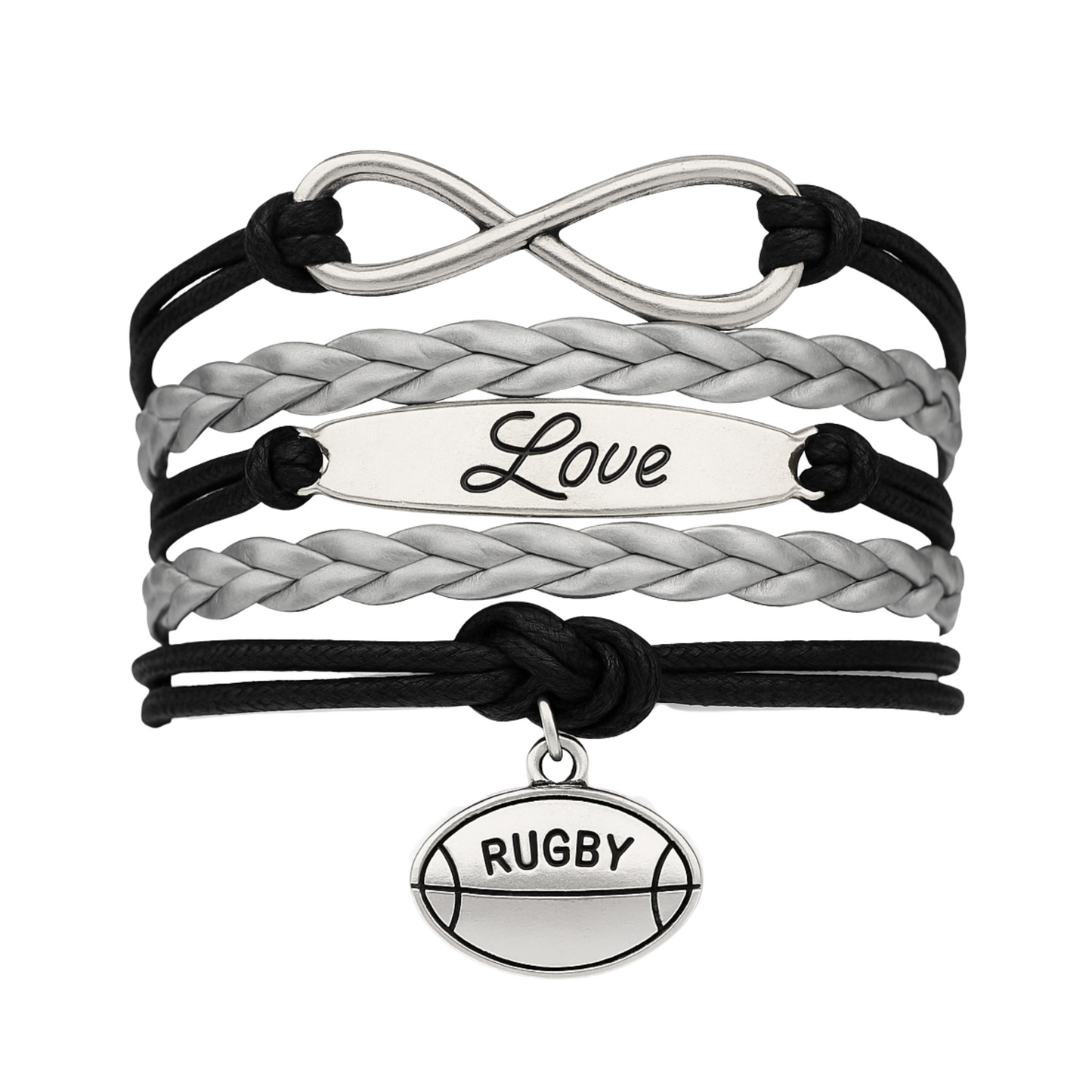 Rugby Bracelet - Infinity Love Black and Silver