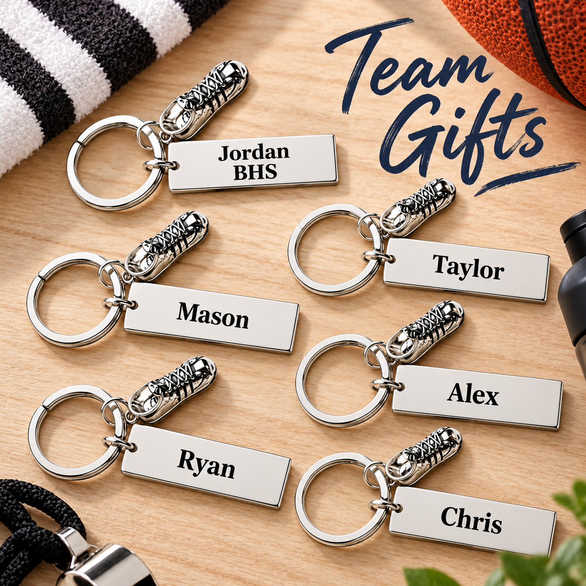 Engraved Runner Bar Keychain