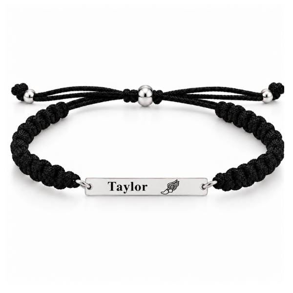 Personalized Engraved Running Track & Field Bar Rope Bracelet