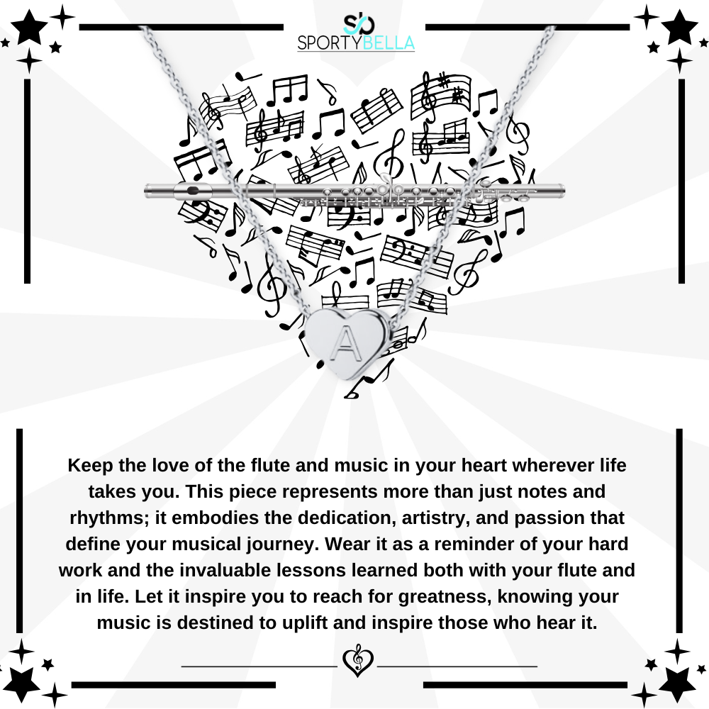 Flute Heart Initial Necklace