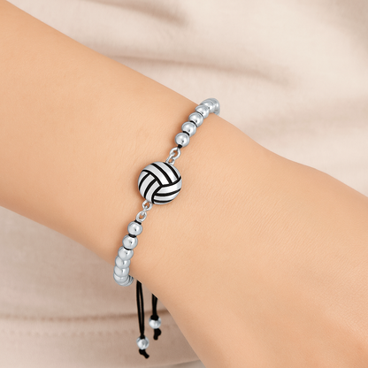 Volleyball Beaded Adjustable Charm Bracelet