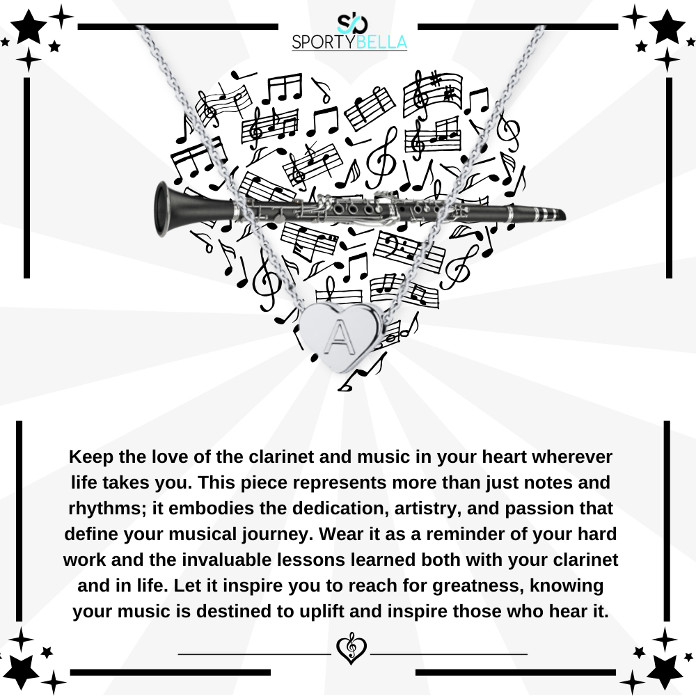 Clarinet Heart Initial Necklace