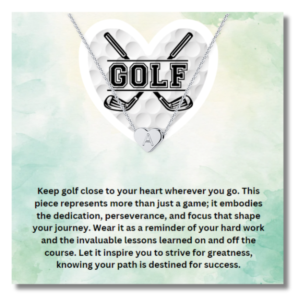 Golf Heart Initial Necklace