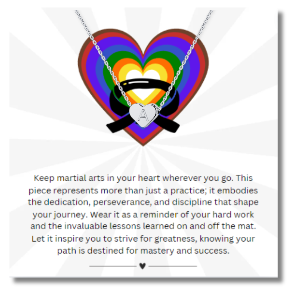 Martial Arts Heart Initial Necklace