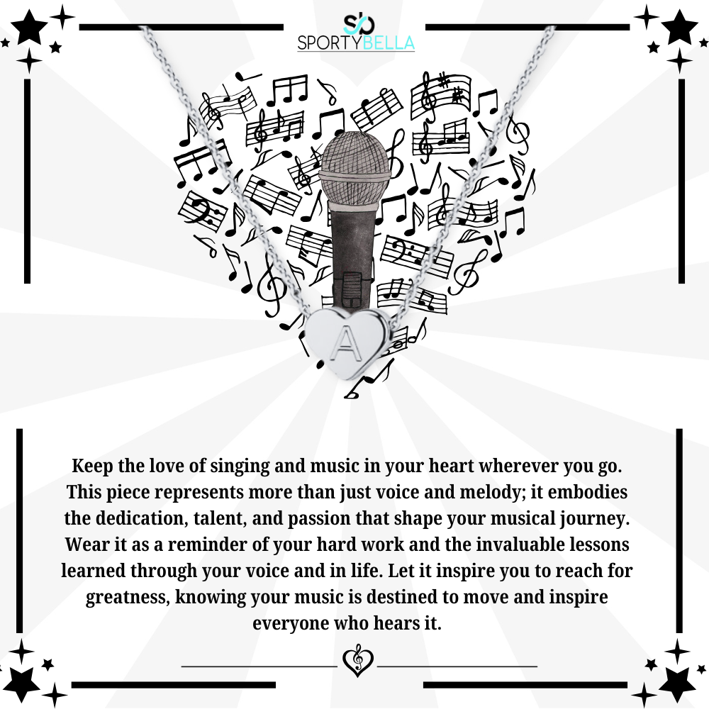 Microphone Heart Initial Necklace