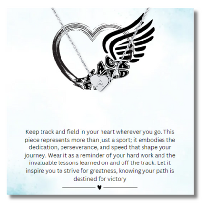 Track and Field Heart Initial Necklace