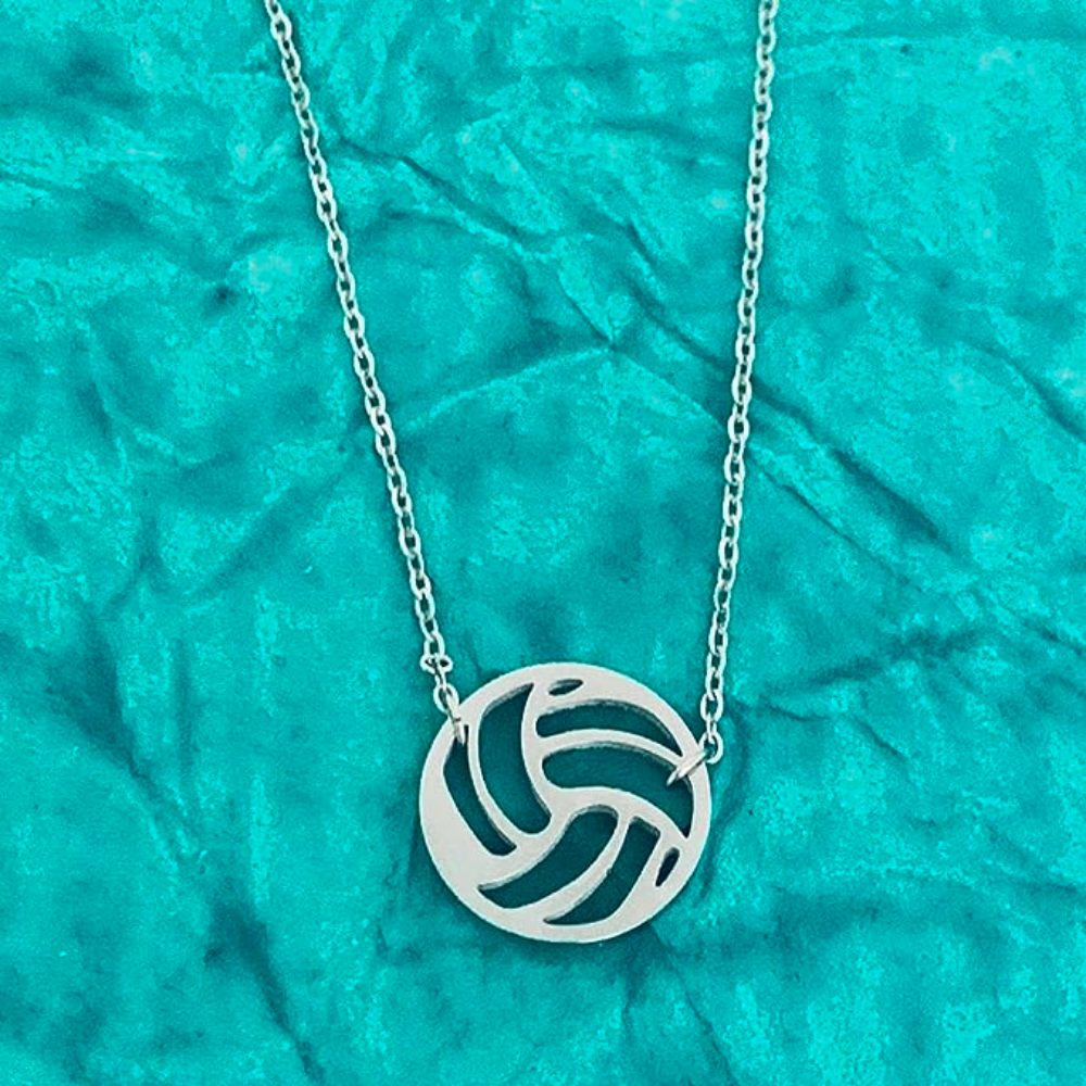 silver volleyball necklace