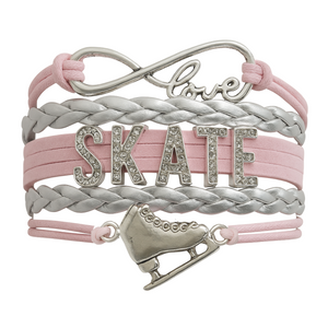 Girls Figure Skating Bracelet- Pink Rhinestone
