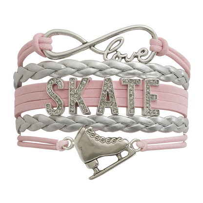 Girls Figure Skating Bracelet- Pink Rhinestone