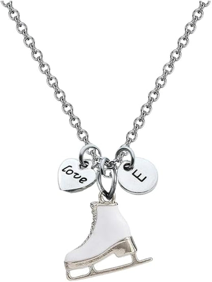Personalized Figure Skating Necklace with Initial Charm