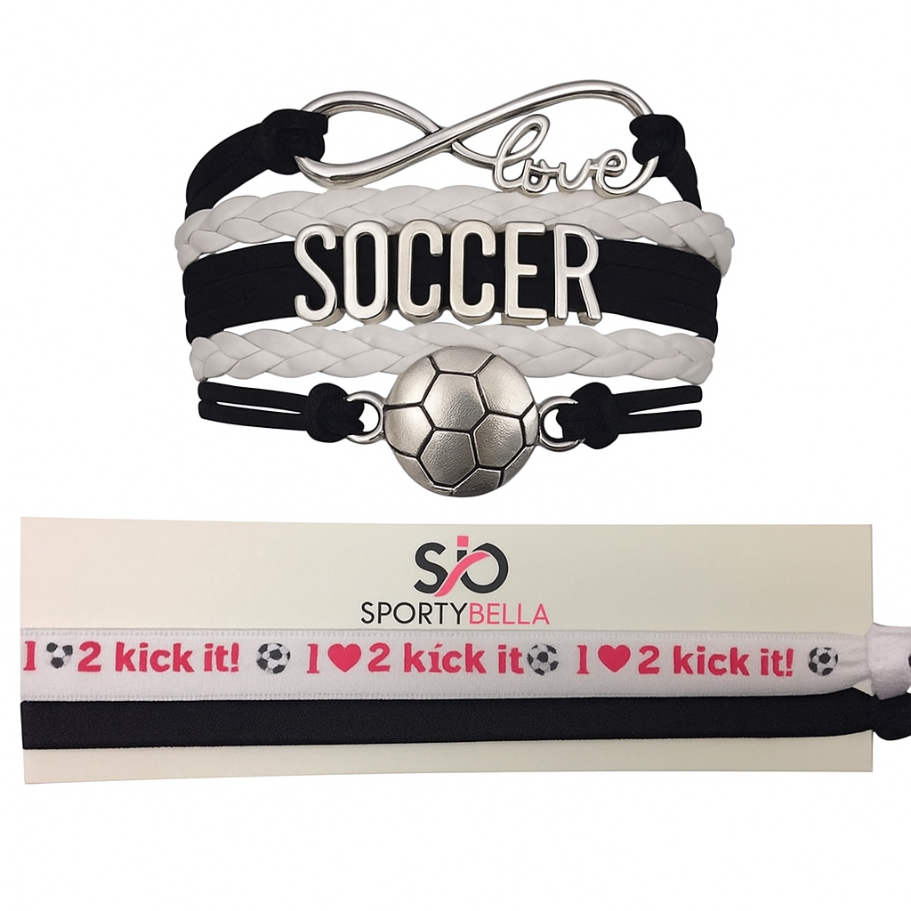 Soccer Jewelry Set (Bracelet & Hairties)