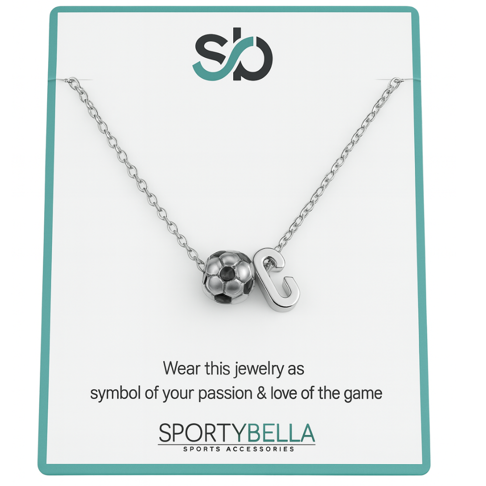 Personalized Soccer Bead Necklace with Letter Charm