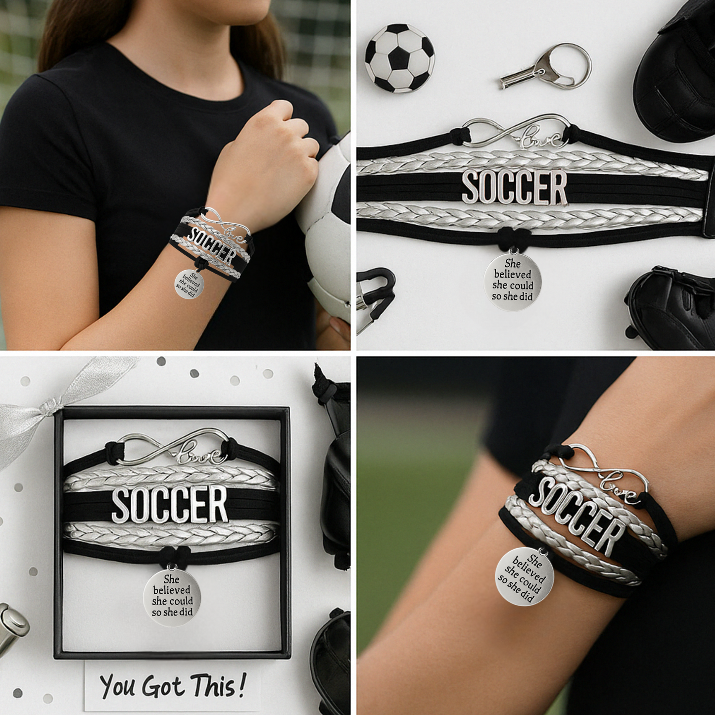 Soccer She Believed She Could So She Did Infinity Bracelet