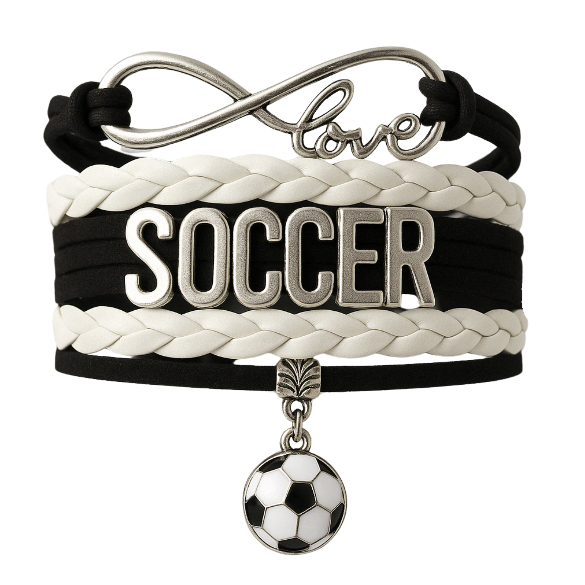 Engraved Soccer Infinity Bracelet