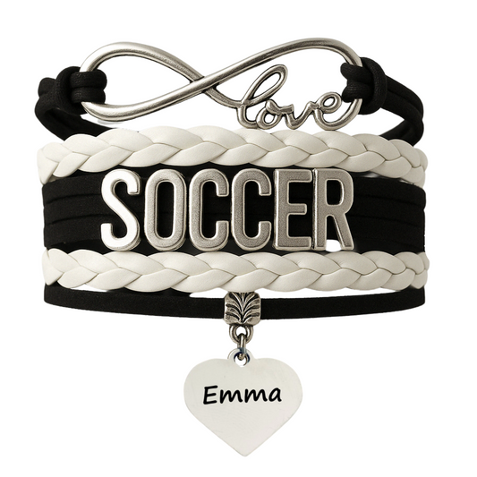 Engraved Soccer Infinity Bracelet