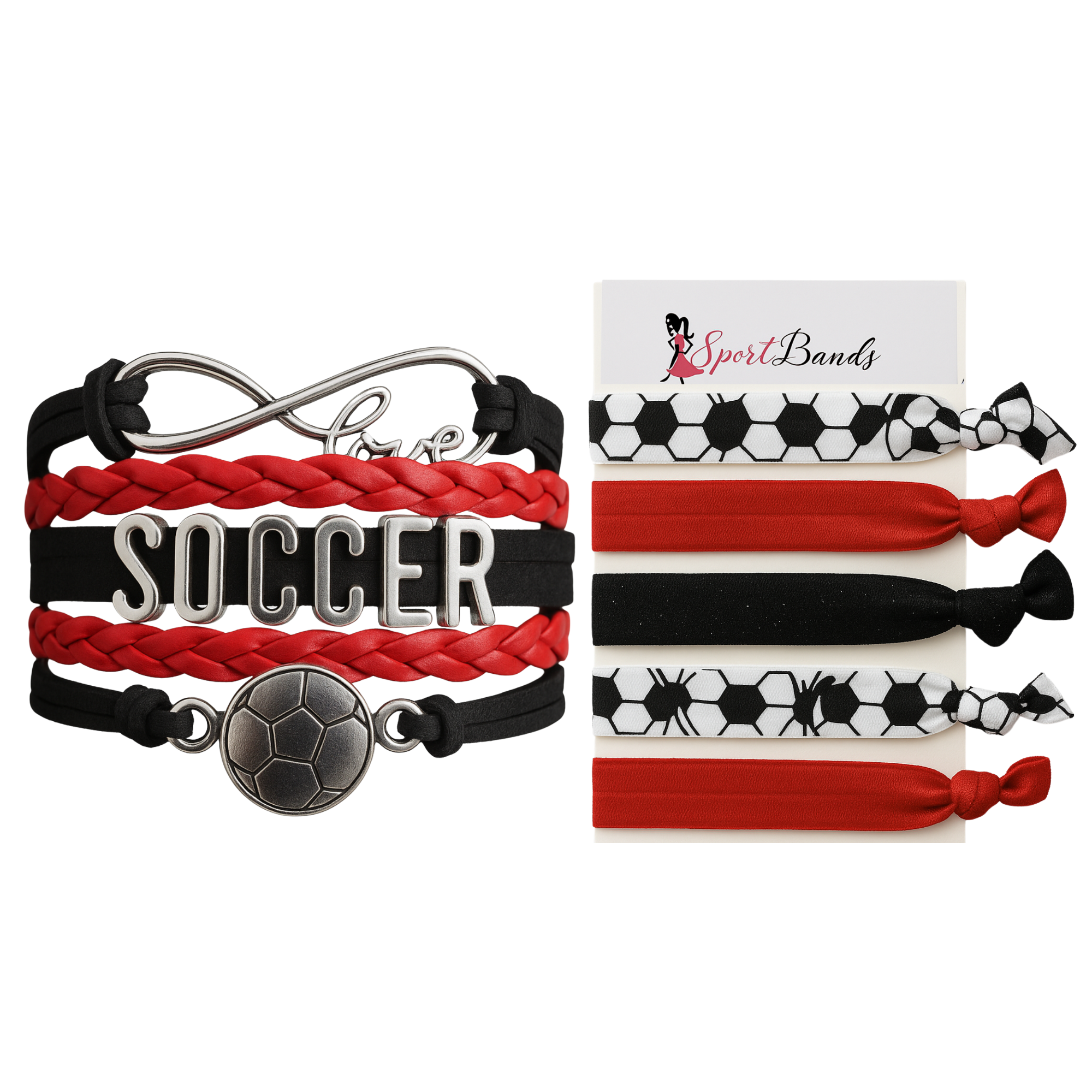 Soccer Jewelry Set (Bracelet & Hairties)