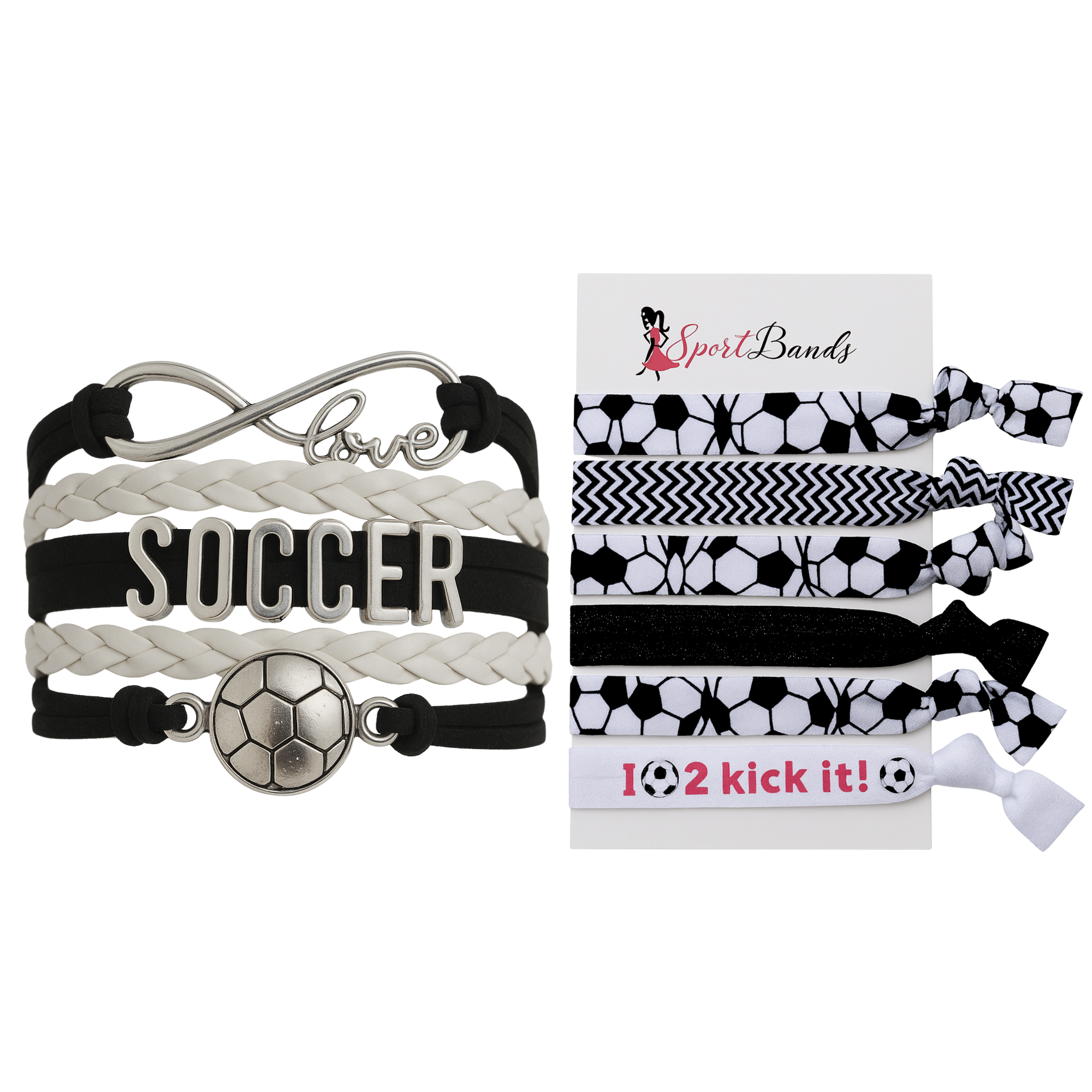 Soccer Jewelry Set (Bracelet & Hairties)