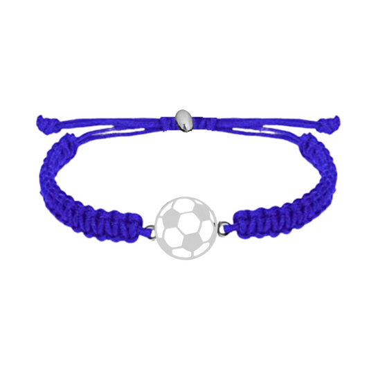 blue Soccer Stainless Steel Rope Bracelet 