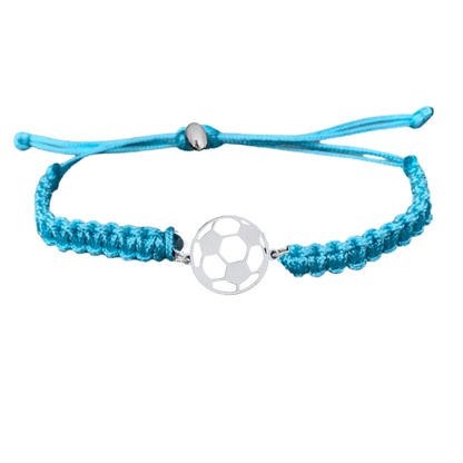 blue Soccer Stainless Steel Rope Bracelet 