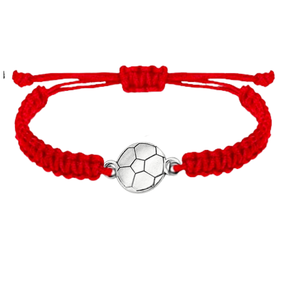 red Silver Soccer Rope Bracelet 