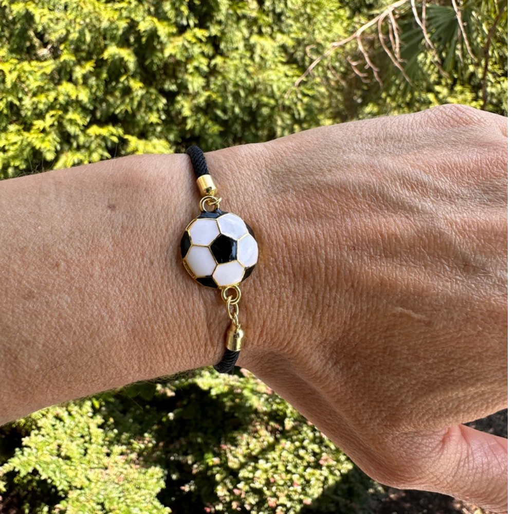 Soccer Twisted Cord Slider Bracelet