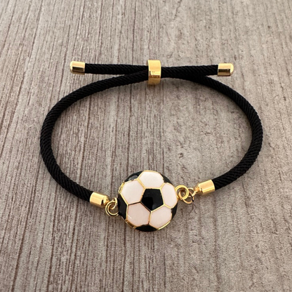 Soccer Twisted Cord Slider Bracelet