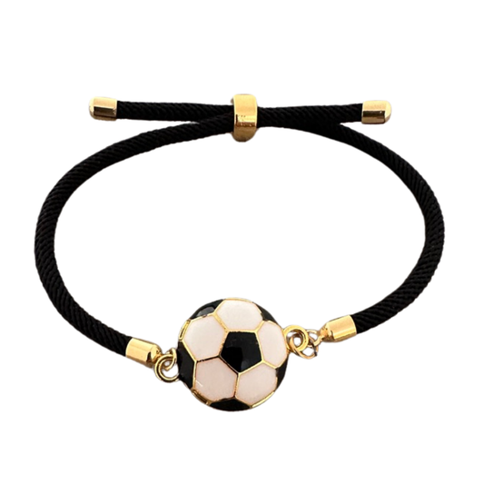 Soccer Twisted Cord Slider Bracelet