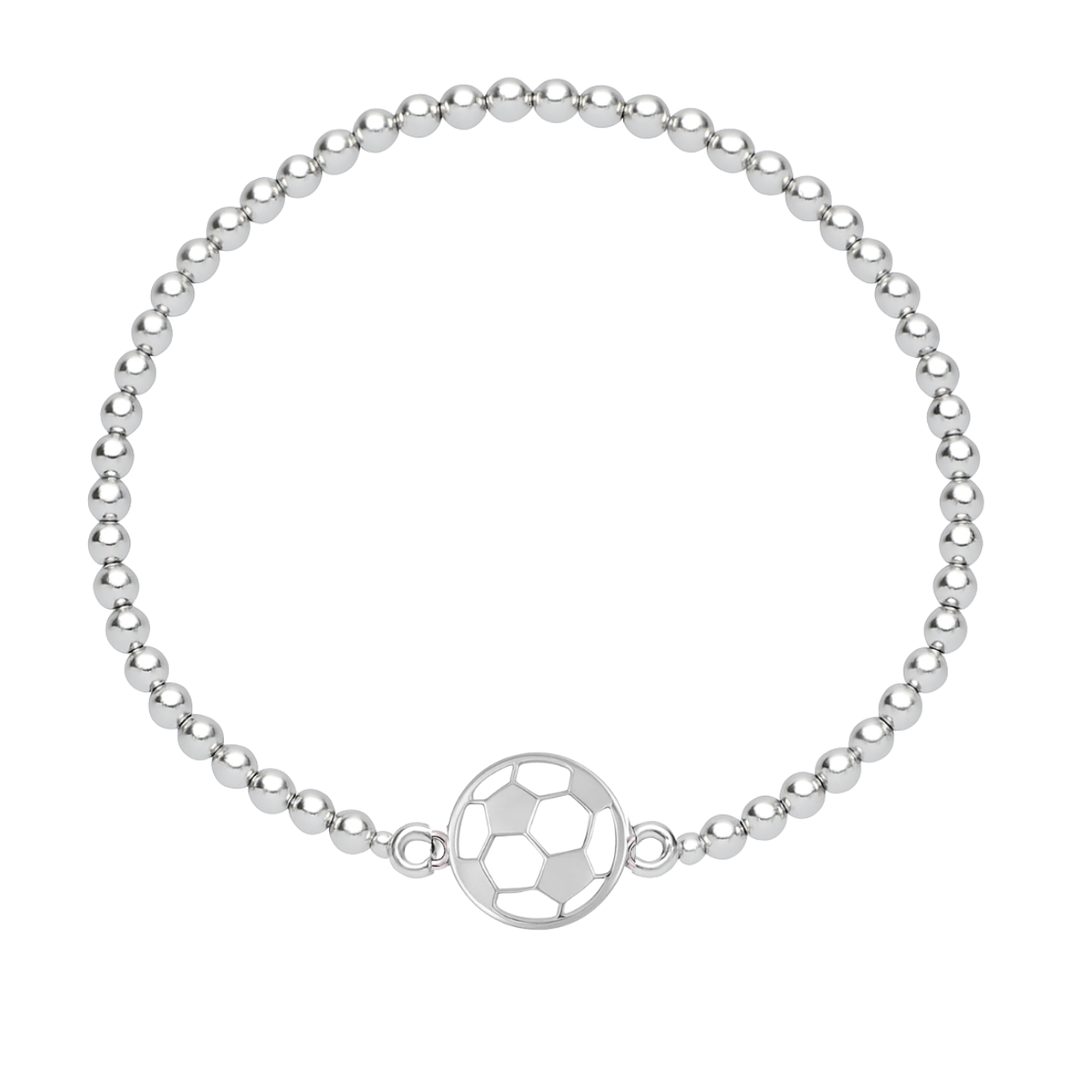 Soccer Silver Beaded Bracelet