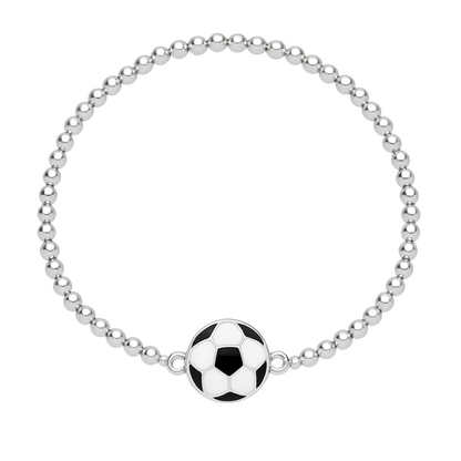 Soccer Silver Beaded Bracelet
