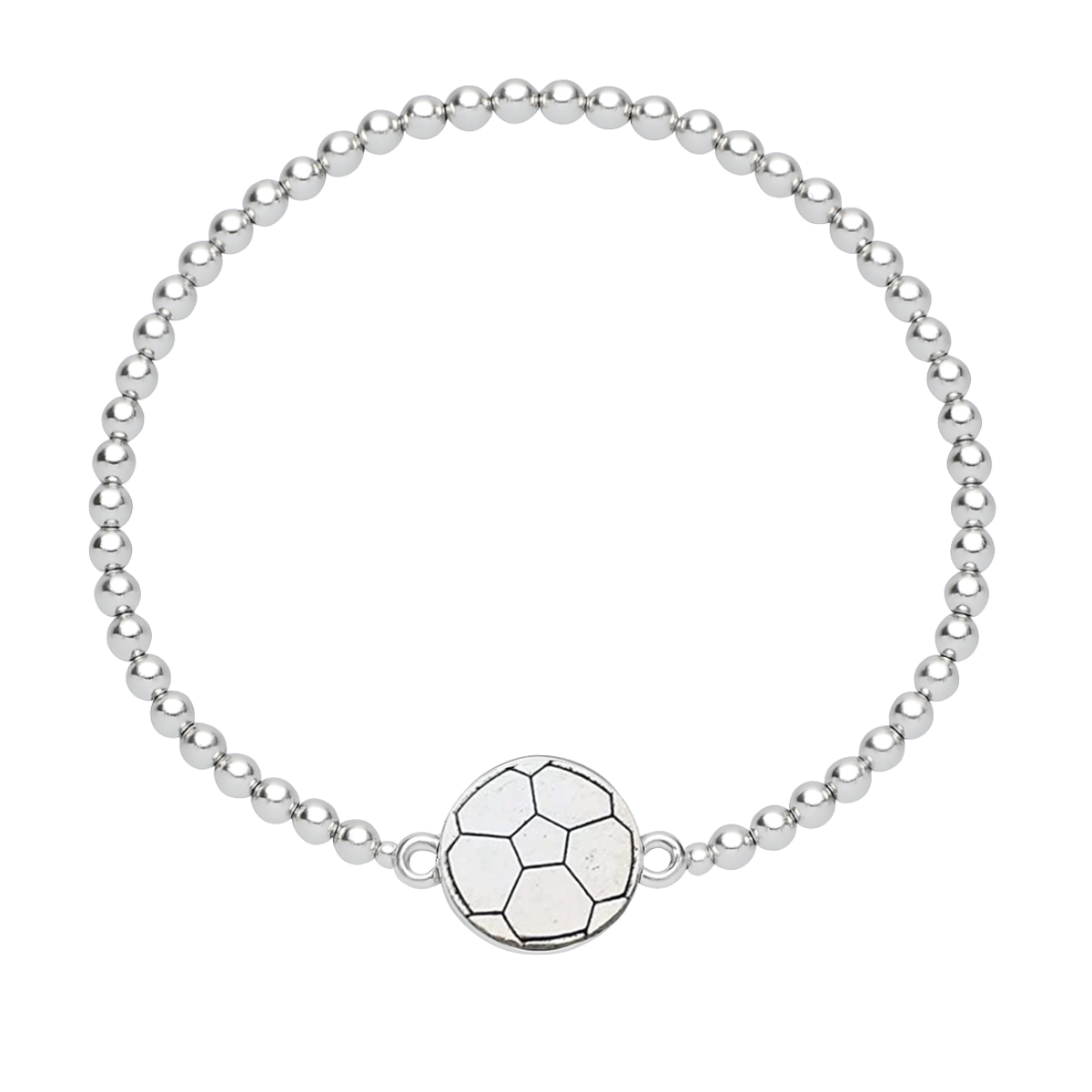 Soccer Silver Beaded Bracelet