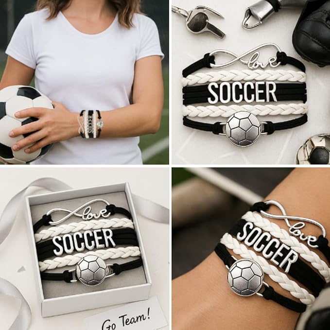 Girls Infinity Soccer Gift Set (Bracelet & Hair Ties)