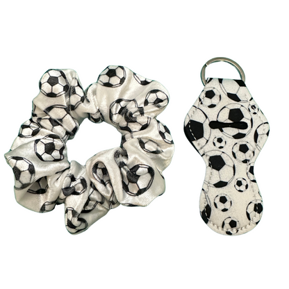 Soccer Chapstick Keychain & Scrunchie Set