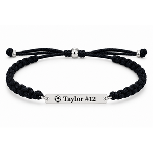 Personalized Engraved Soccer Bar Rope Bracelet