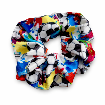 Soccer Premium Velvet Scrunchie - Colorful