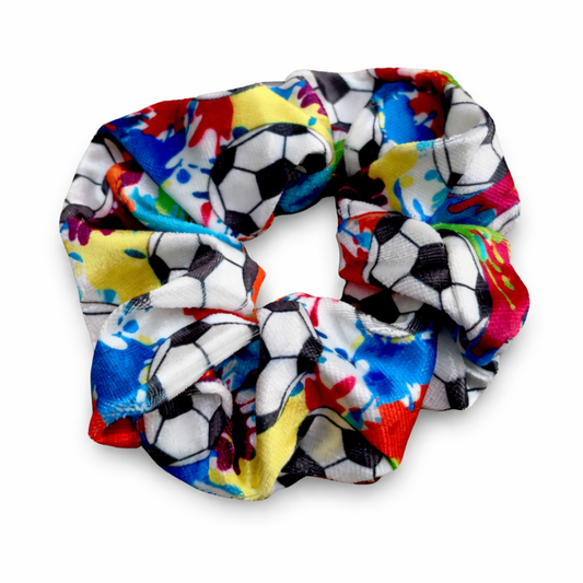 Soccer Premium Velvet Scrunchie - Colorful