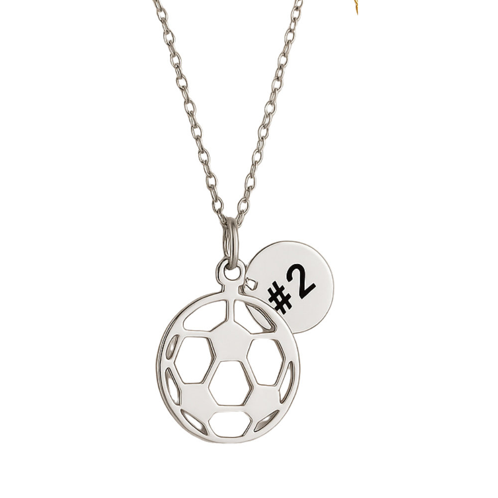 Personalized Engraved Soccer Ball Stainless Steel Necklace