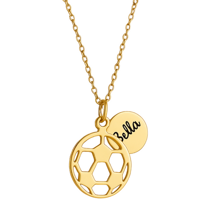 Personalized Engraved Soccer Ball Stainless Steel Necklace