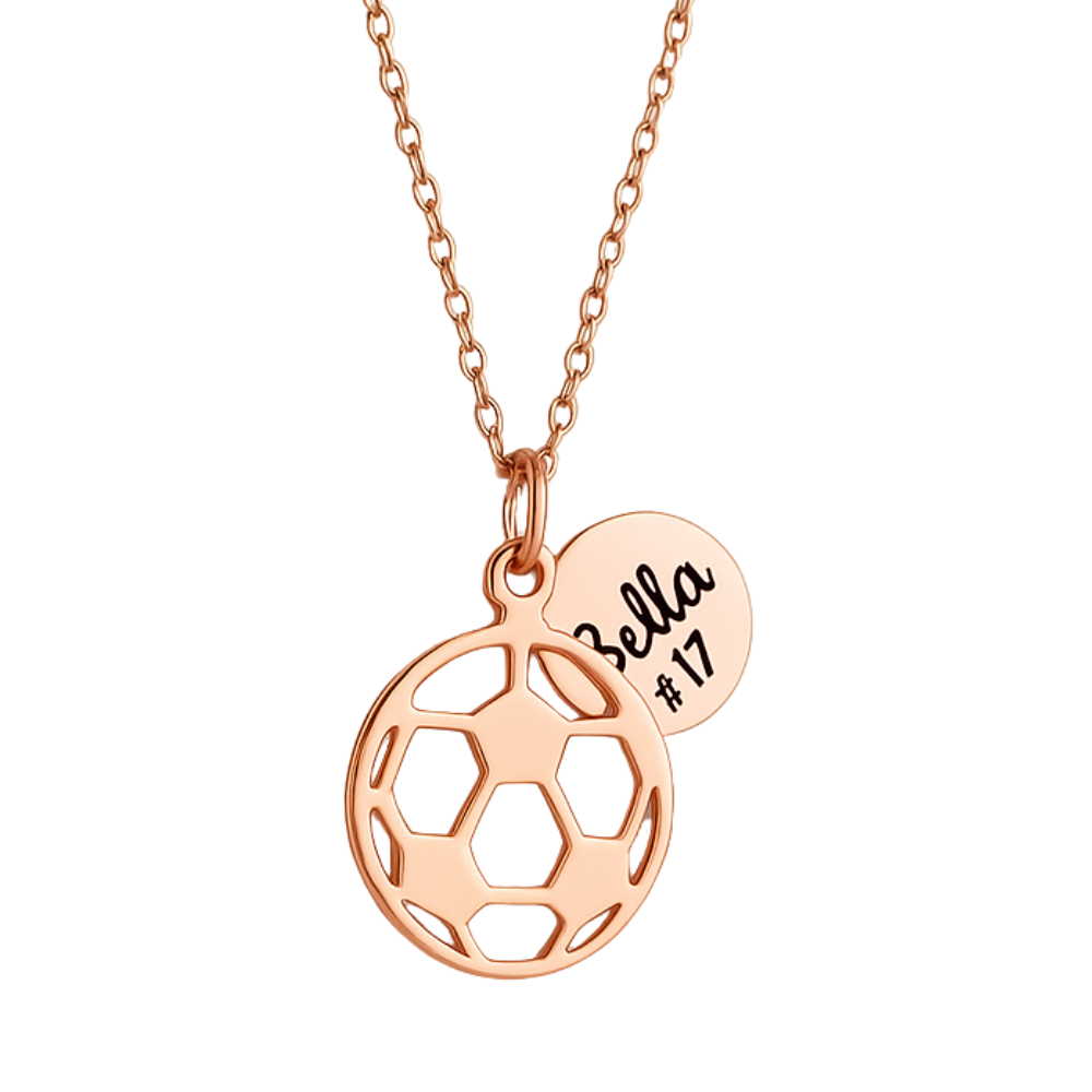 Personalized Engraved Soccer Ball Stainless Steel Necklace