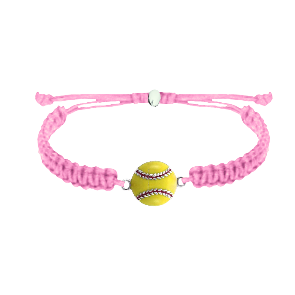 Softball Charm Rope Bracelet - Pick Color