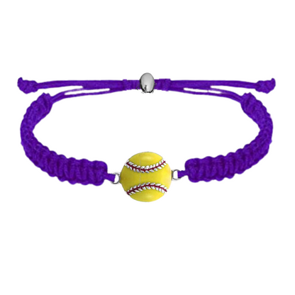 Softball Charm Rope Bracelet - Pick Color