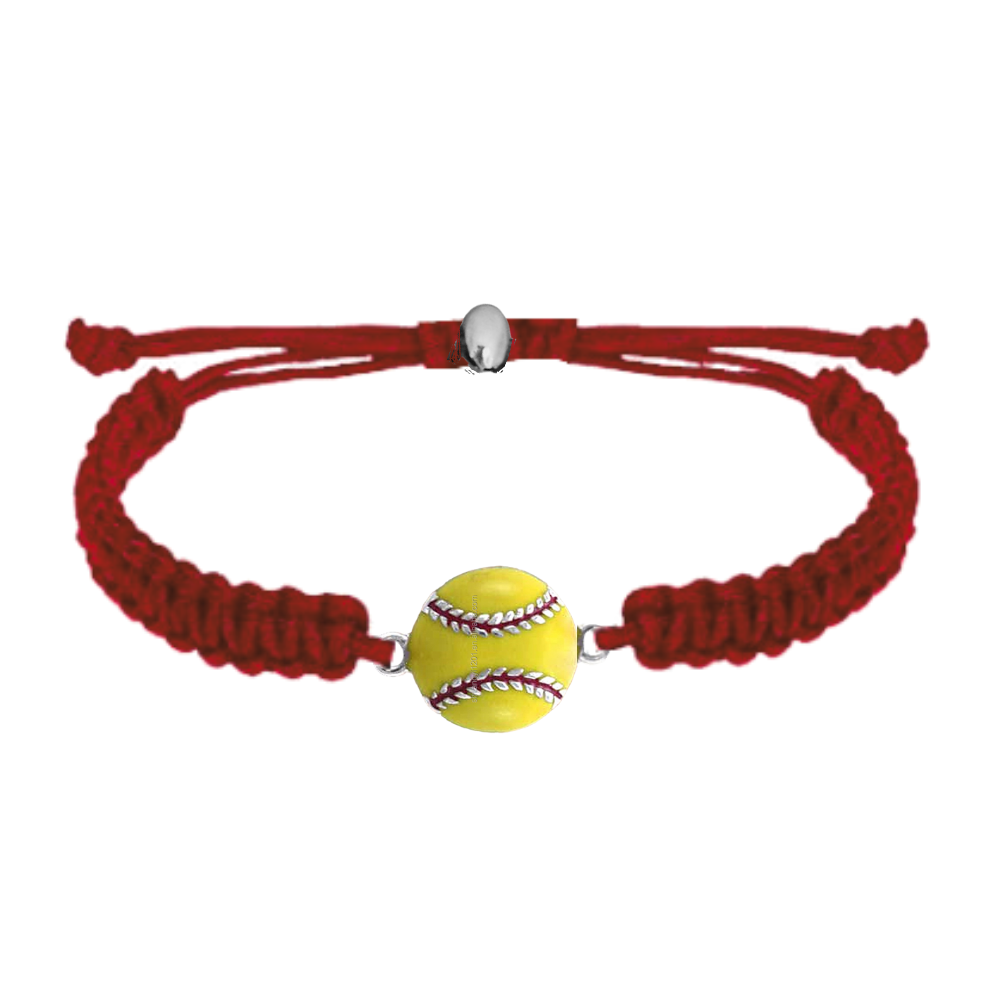 Softball Charm Rope Bracelet - Pick Color