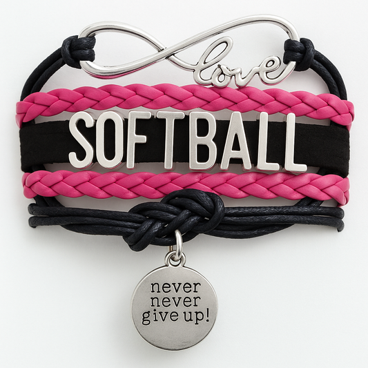 Girls Softball Never Give Up Bracelet