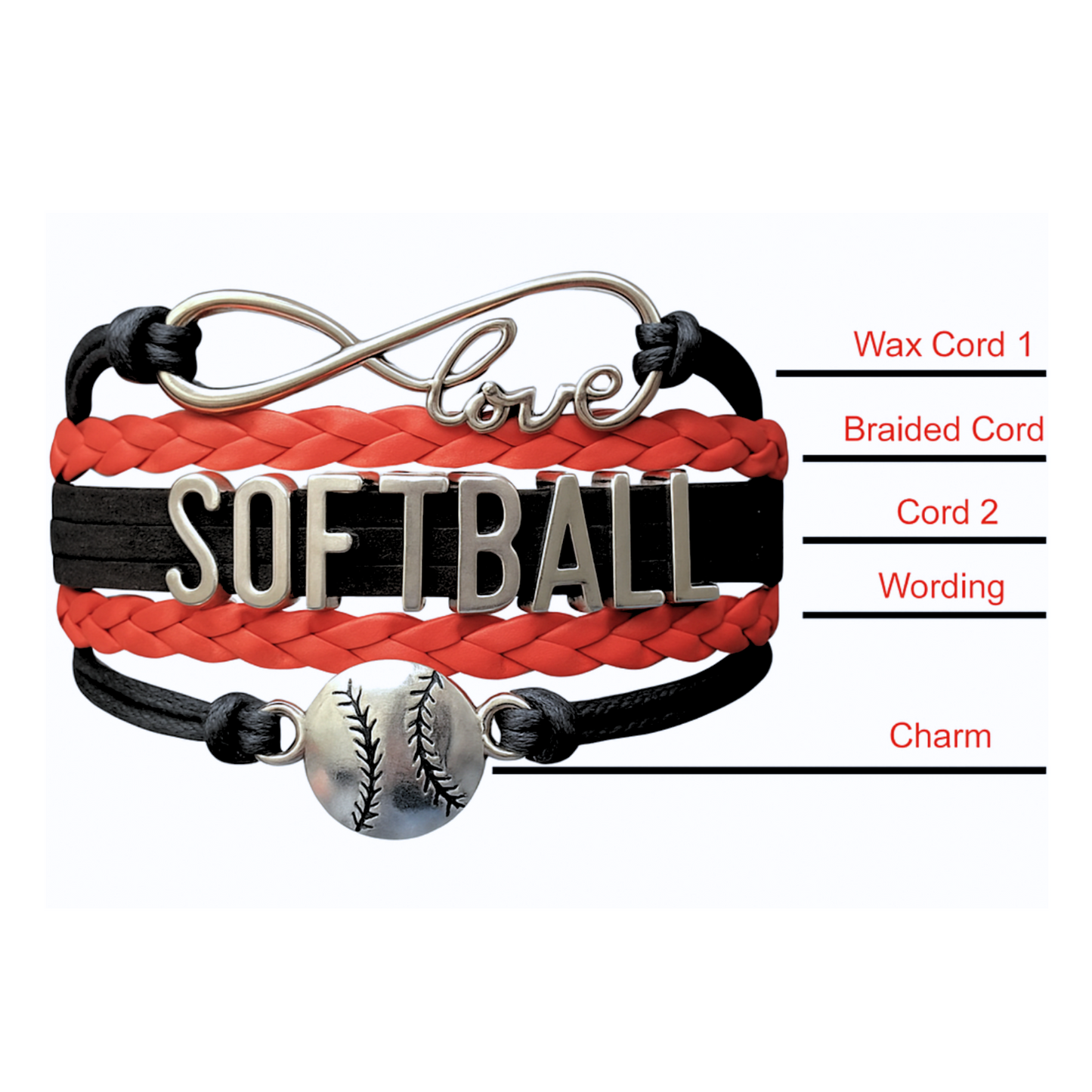 Custom Softball Infinity Bracelet- Create Your Own